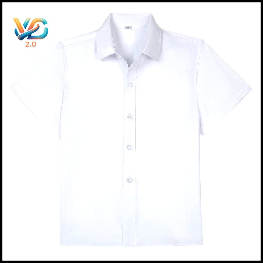 Boys Short Sleeve‎ Button Down Shirt Solid Dress Shirt Sizes 2-20 Years